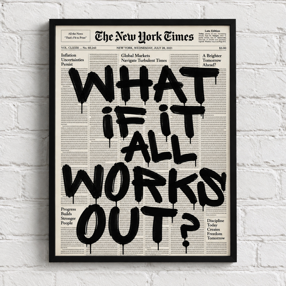 WHAT IF IT ALL WORKS OUT? – MOTIVATIONAL POSTER FRAMED (42x30CM)
