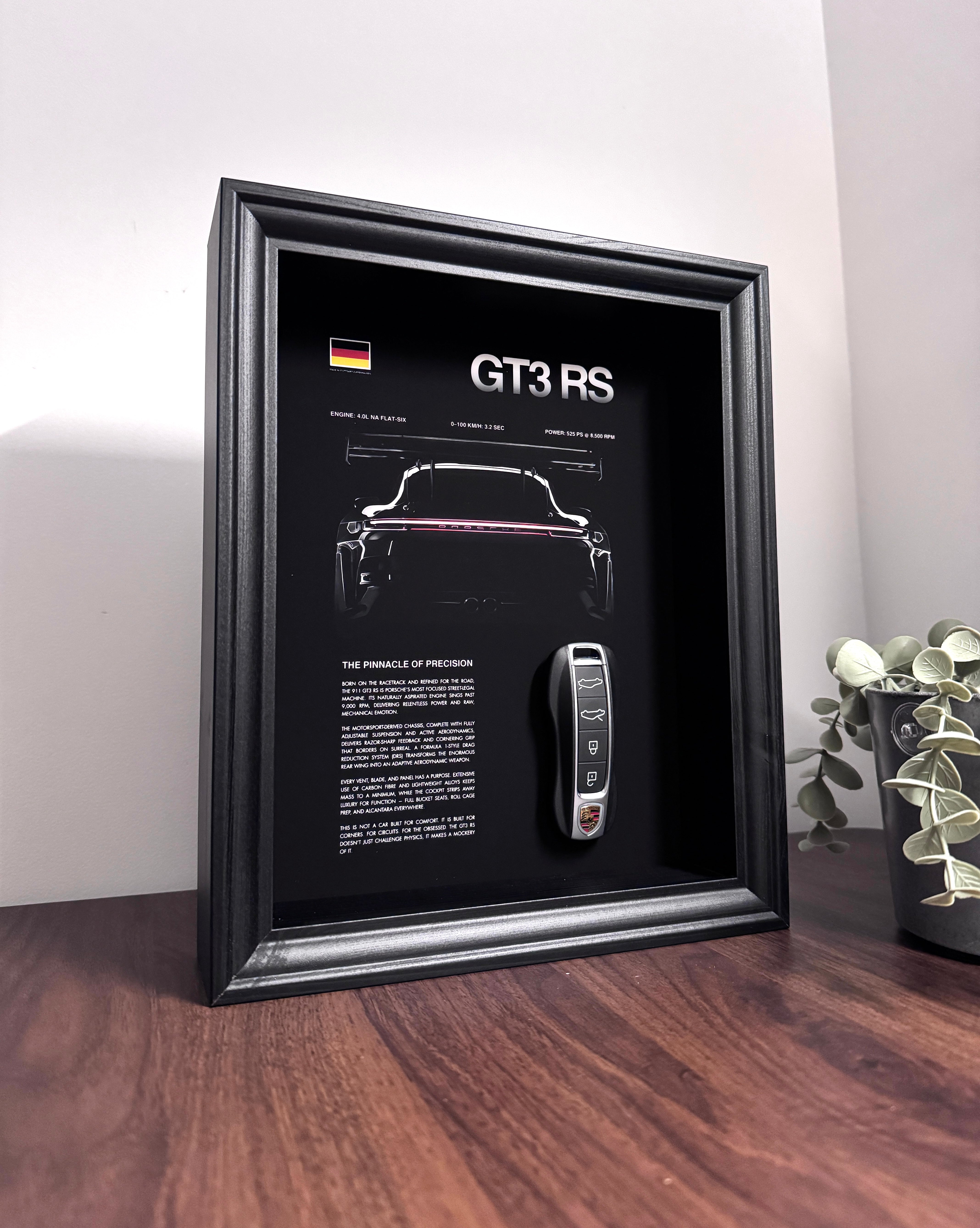 Porsche GT3 RS Car Key & Spec Sheet Frame