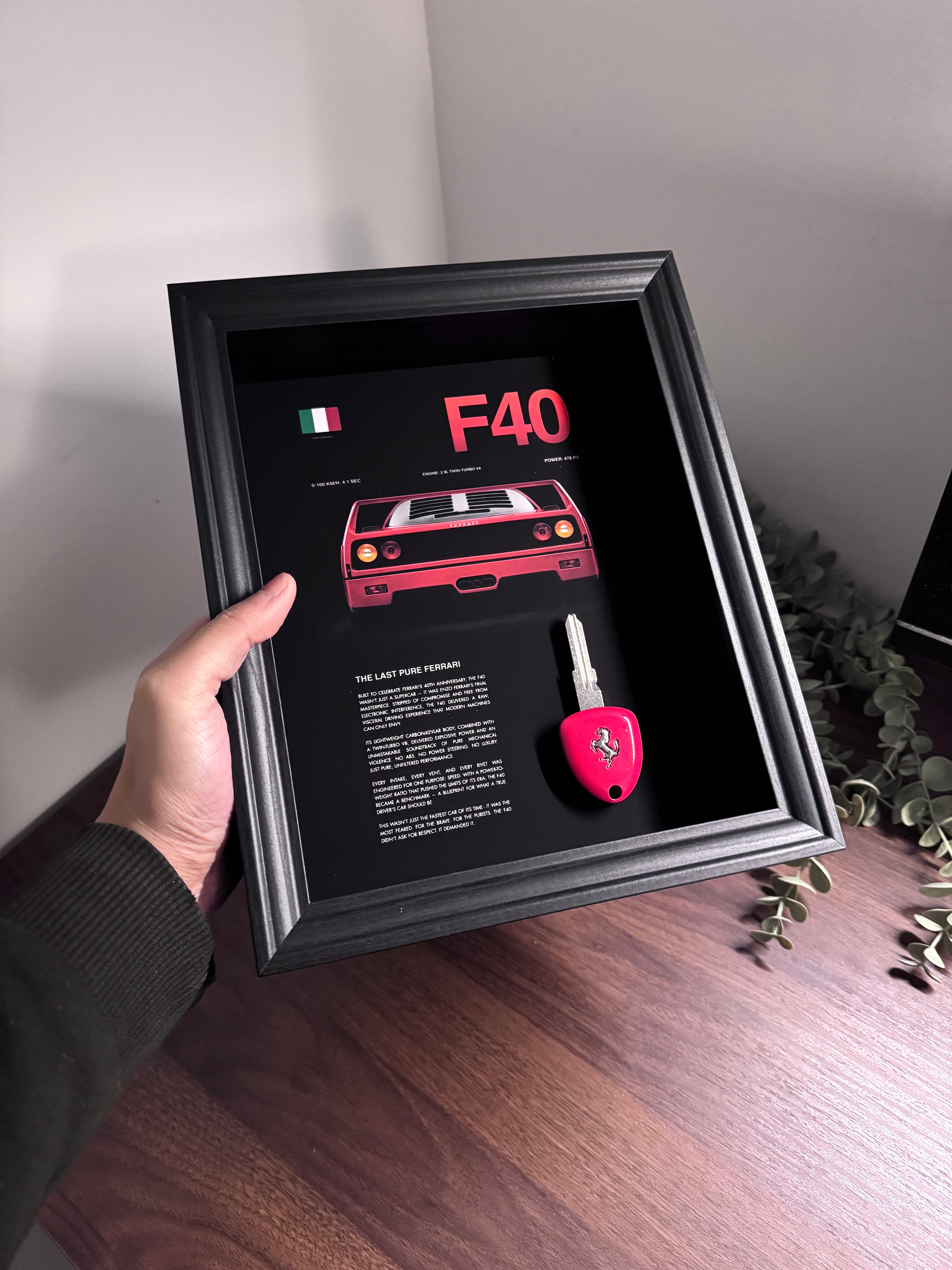 Ferrari F40 Key & Spec Sheet Frame