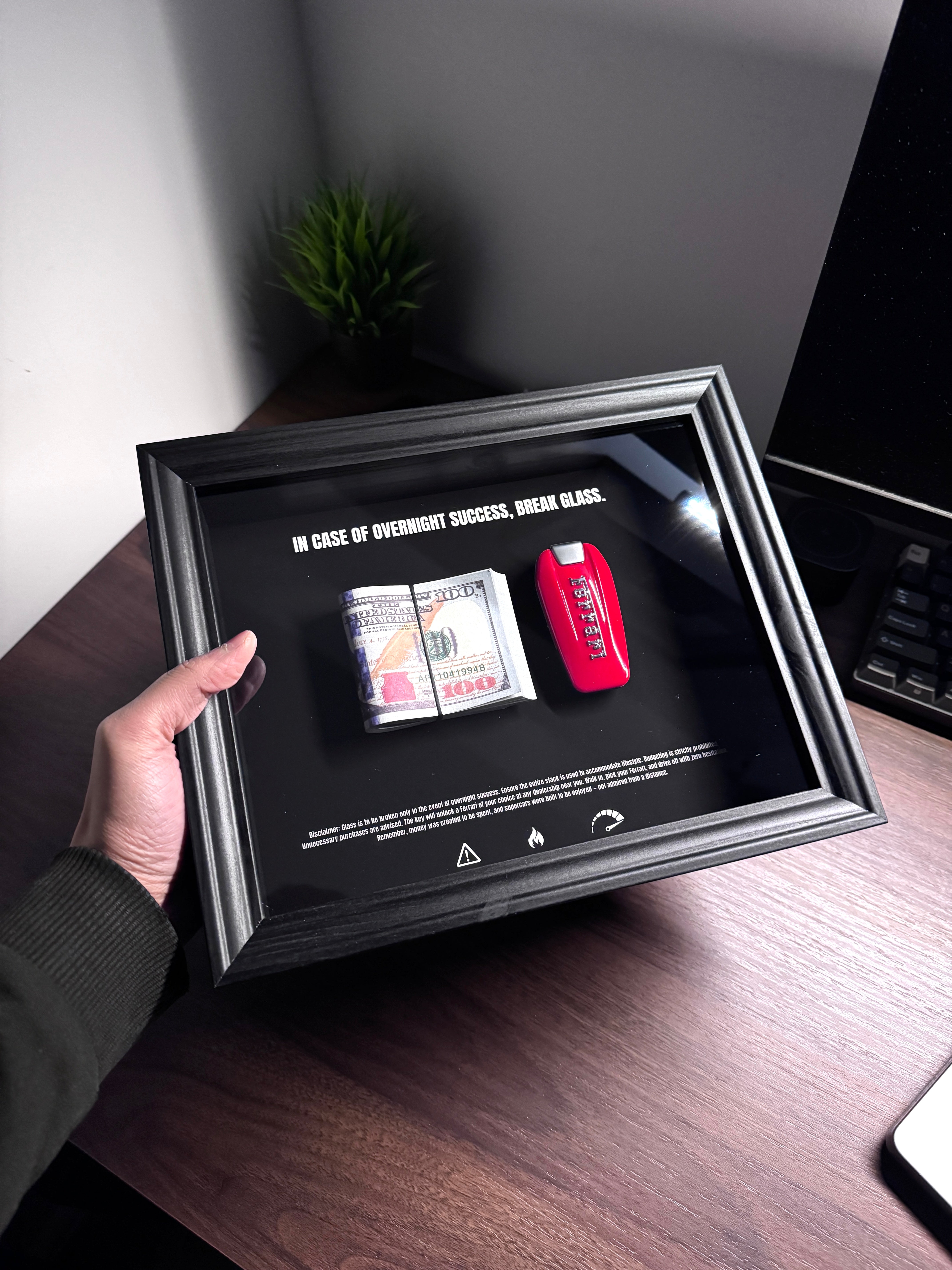 In case of overnight success, BREAK GLASS - USD Stack & Ferrari Edition