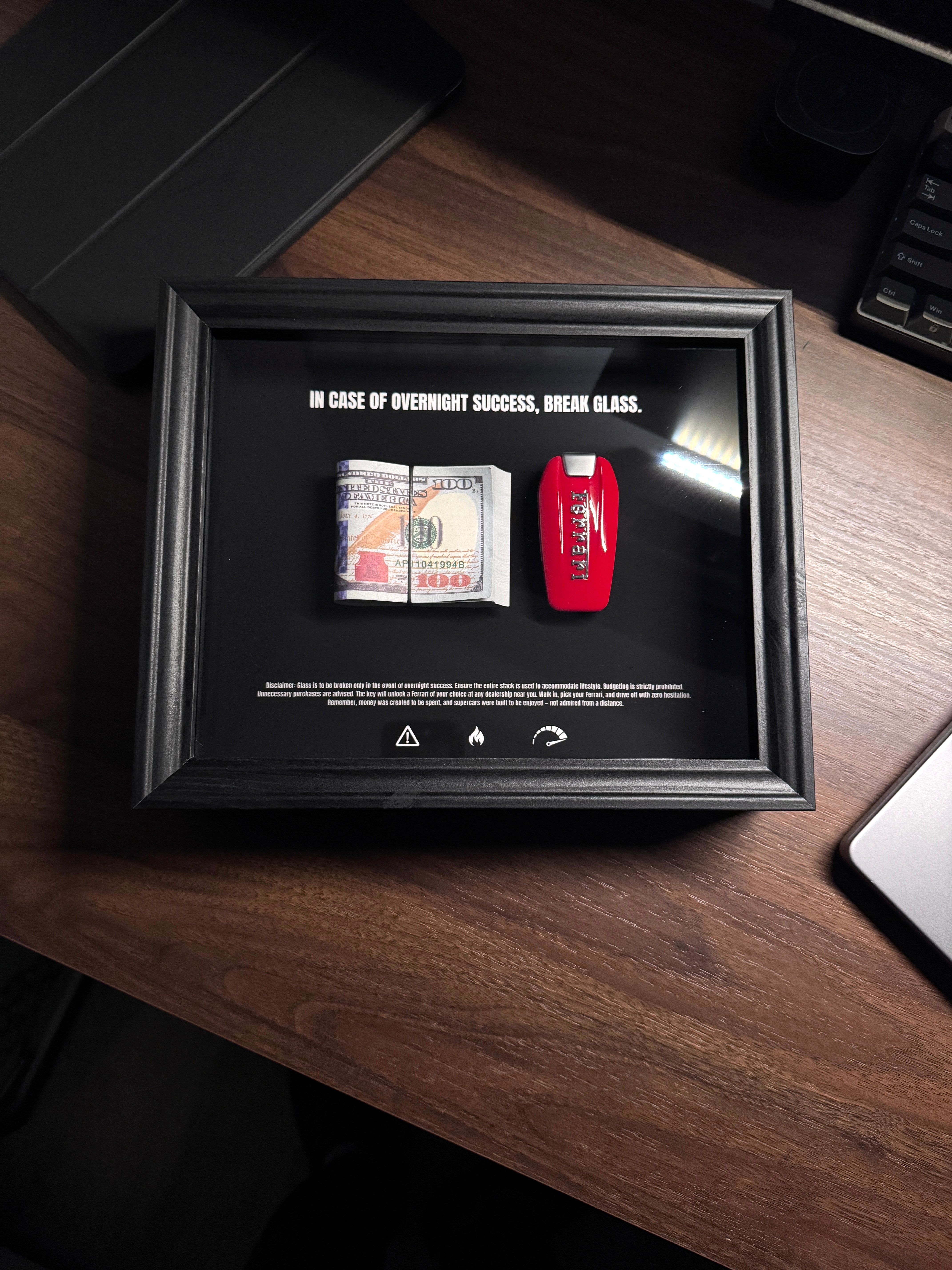 In case of overnight success, BREAK GLASS - USD Stack & Ferrari Edition