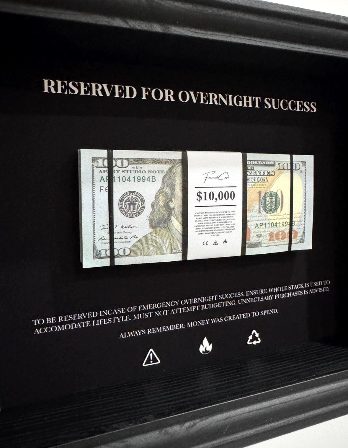 Reserved for Overnight Success - USD Edition | Money Wall Art