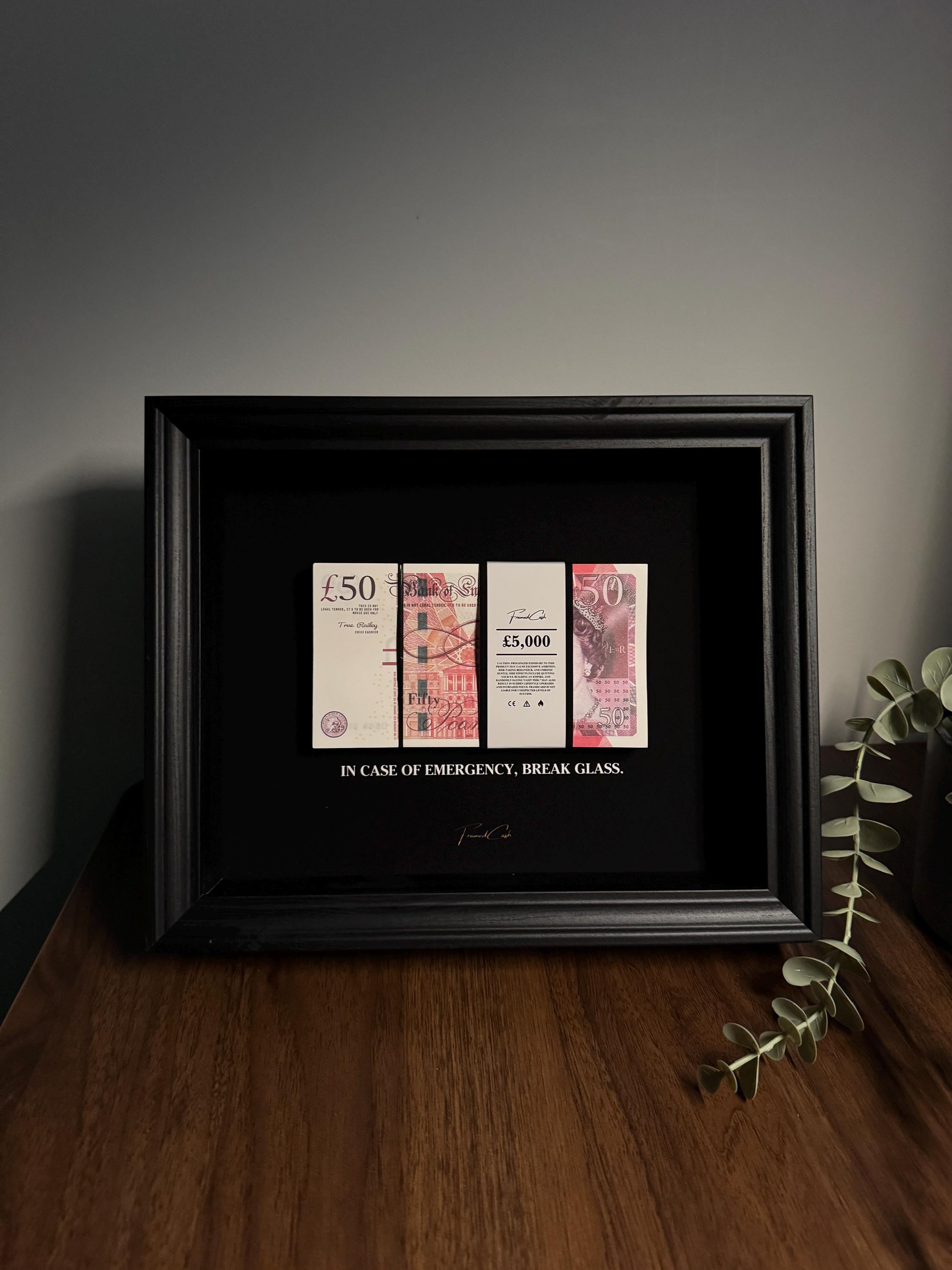 In Case of Emergency Frame - GBP Edition | Luxury Money Wall Art