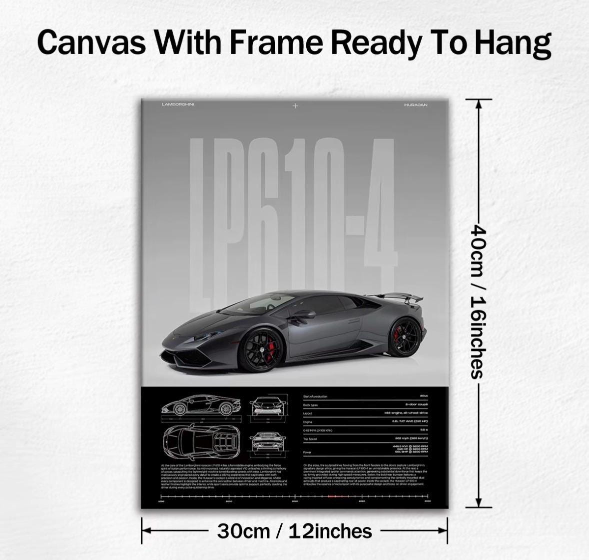 LAMBORGHINI HURACÁN LP610-4 – Precision in Motion - Wooden Canvas Poster