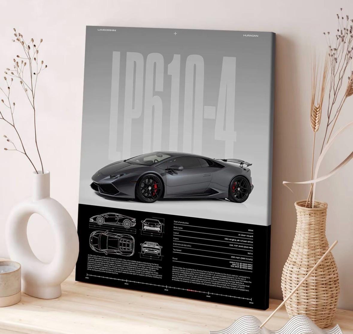 LAMBORGHINI HURACÁN LP610-4 – Precision in Motion - Wooden Canvas Poster