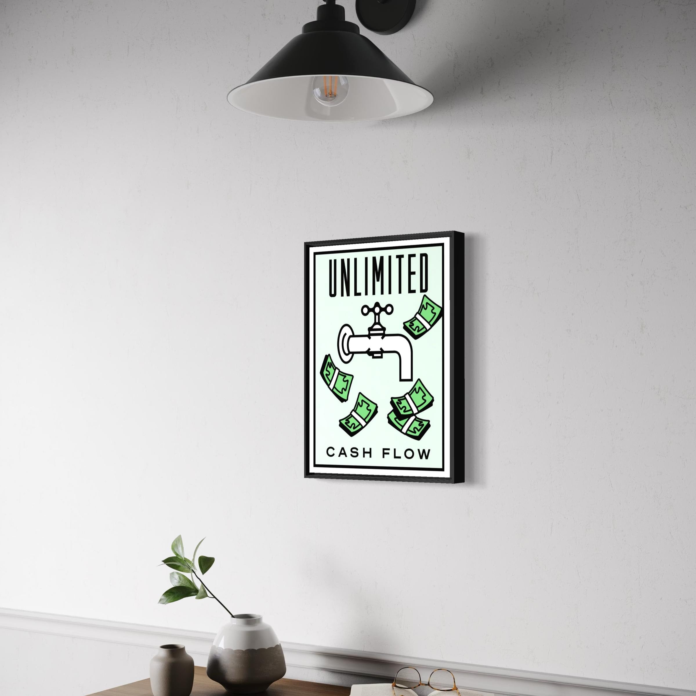 Motivational Poster Framed - Unlimited Cash Flow– Monopoly Edition (A3 Size)