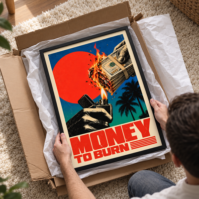 MONEY TO BURN – POSTER FRAMED (42x30CM)