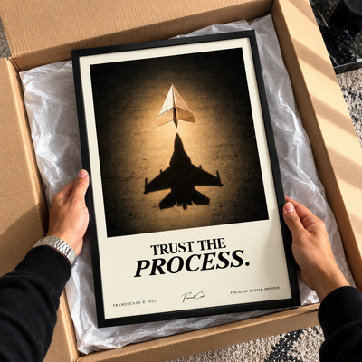 TRUST THE PROCESS – MOTIVATIONAL POSTER FRAMED (42x30CM)