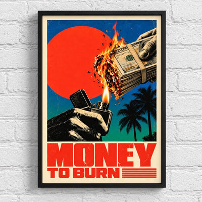 MONEY TO BURN – POSTER FRAMED (42x30CM)