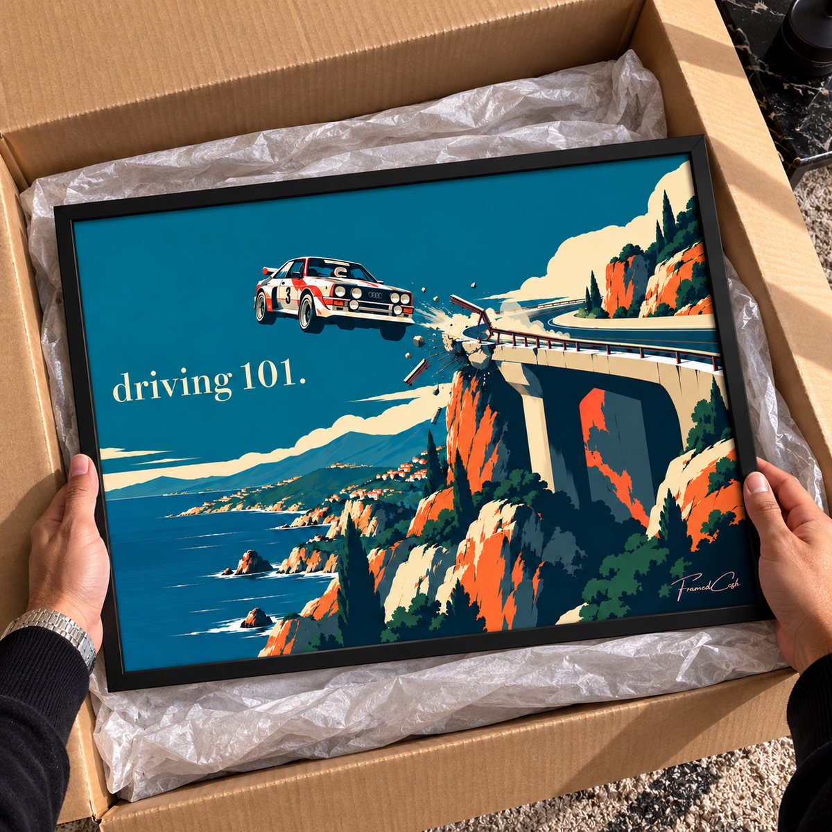 DRIVING 101 – POSTER FRAMED (42x30CM)