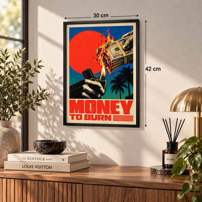MONEY TO BURN – POSTER FRAMED (42x30CM)