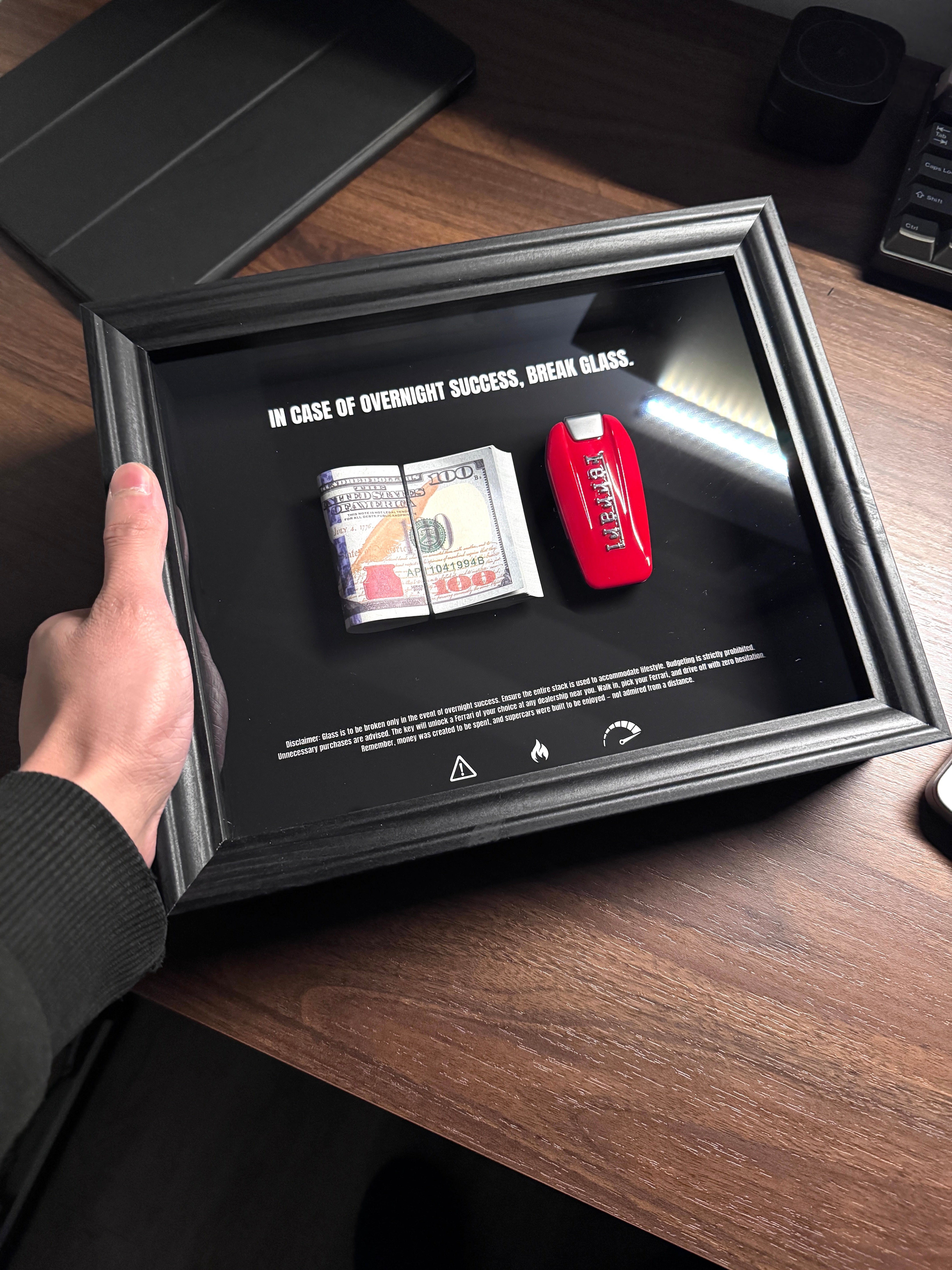 In case of overnight success, BREAK GLASS - USD Stack & Ferrari Edition