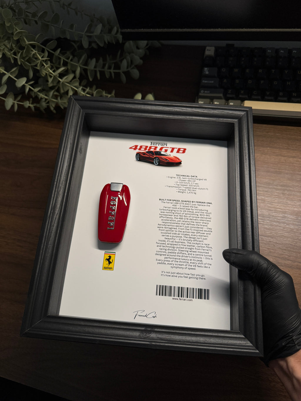 Ferrari 488 GTB Key & Spec Sheet Frame