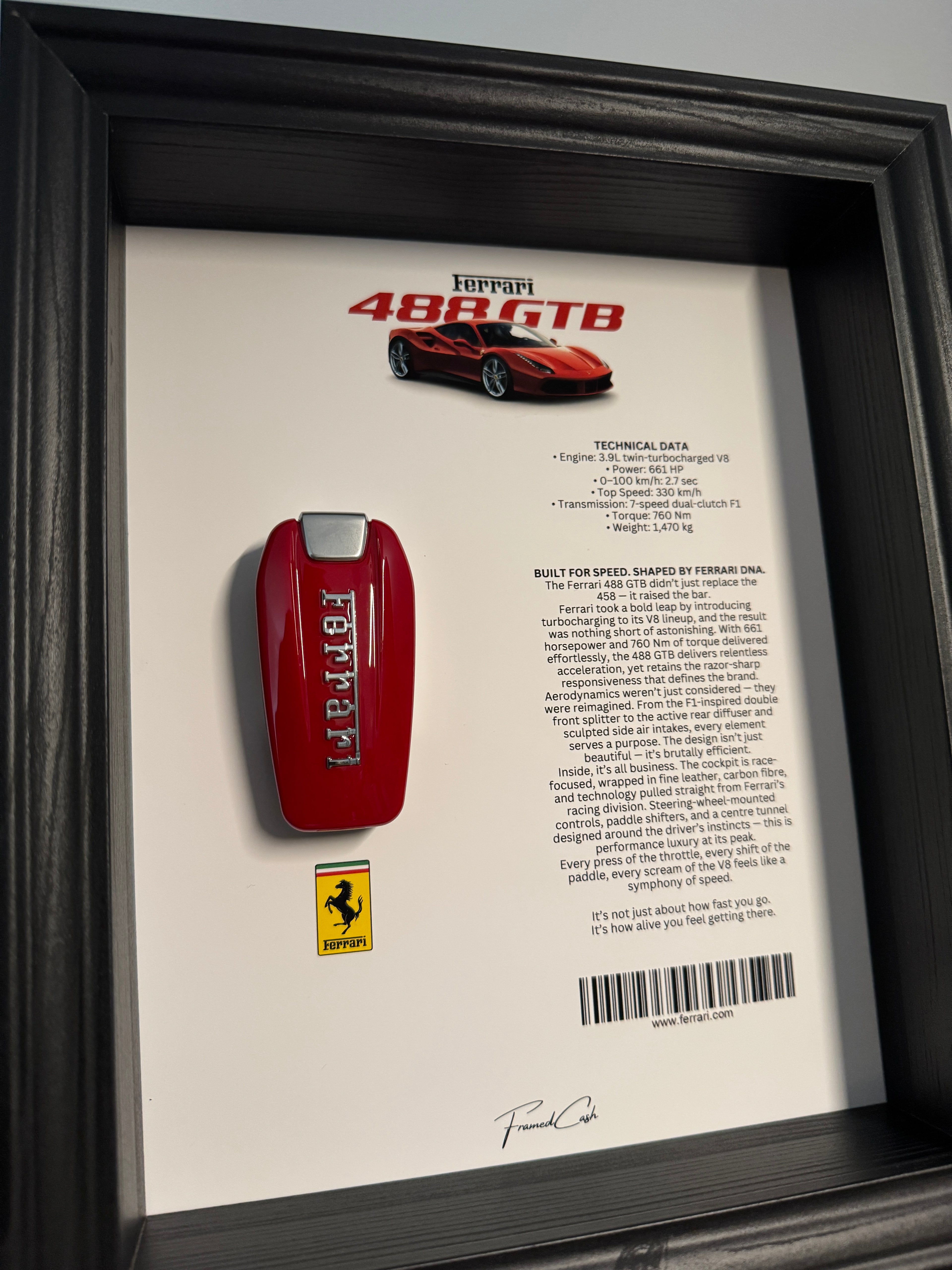 Ferrari 488 GTB Key & Spec Sheet Frame