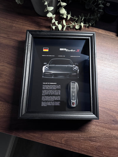 Porsche 911 TURBO S Car Key & Spec Sheet Frame