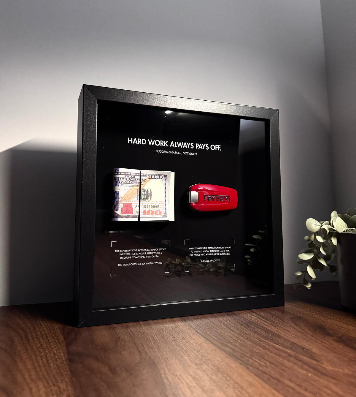 HARD WORK ALWAYS PAYS OFF – USD & FERRARI FRAME