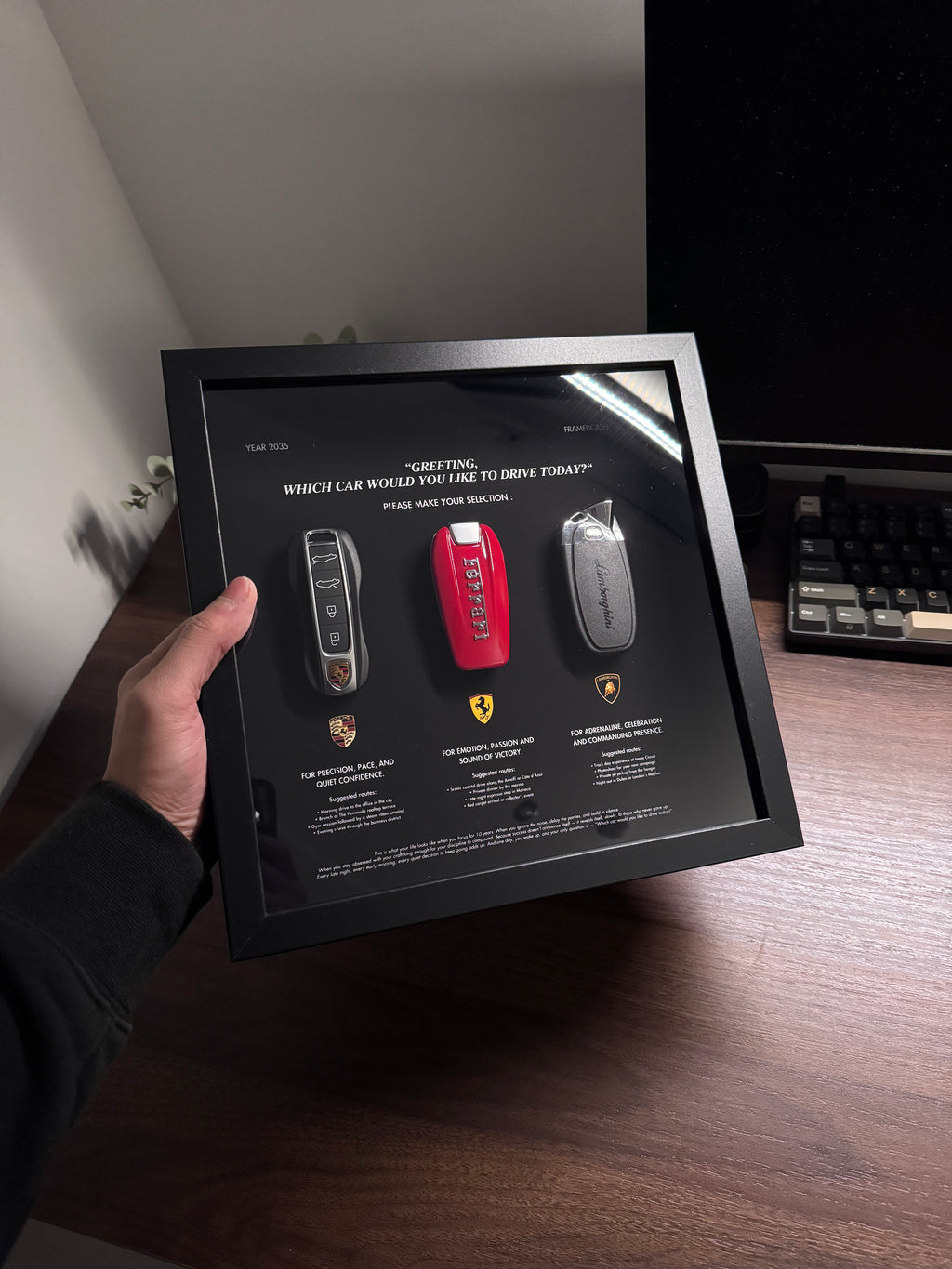 The Choice Screen Frame | Ferrari, Porsche & Lamborghini Keys | Supercar Trinity Collection