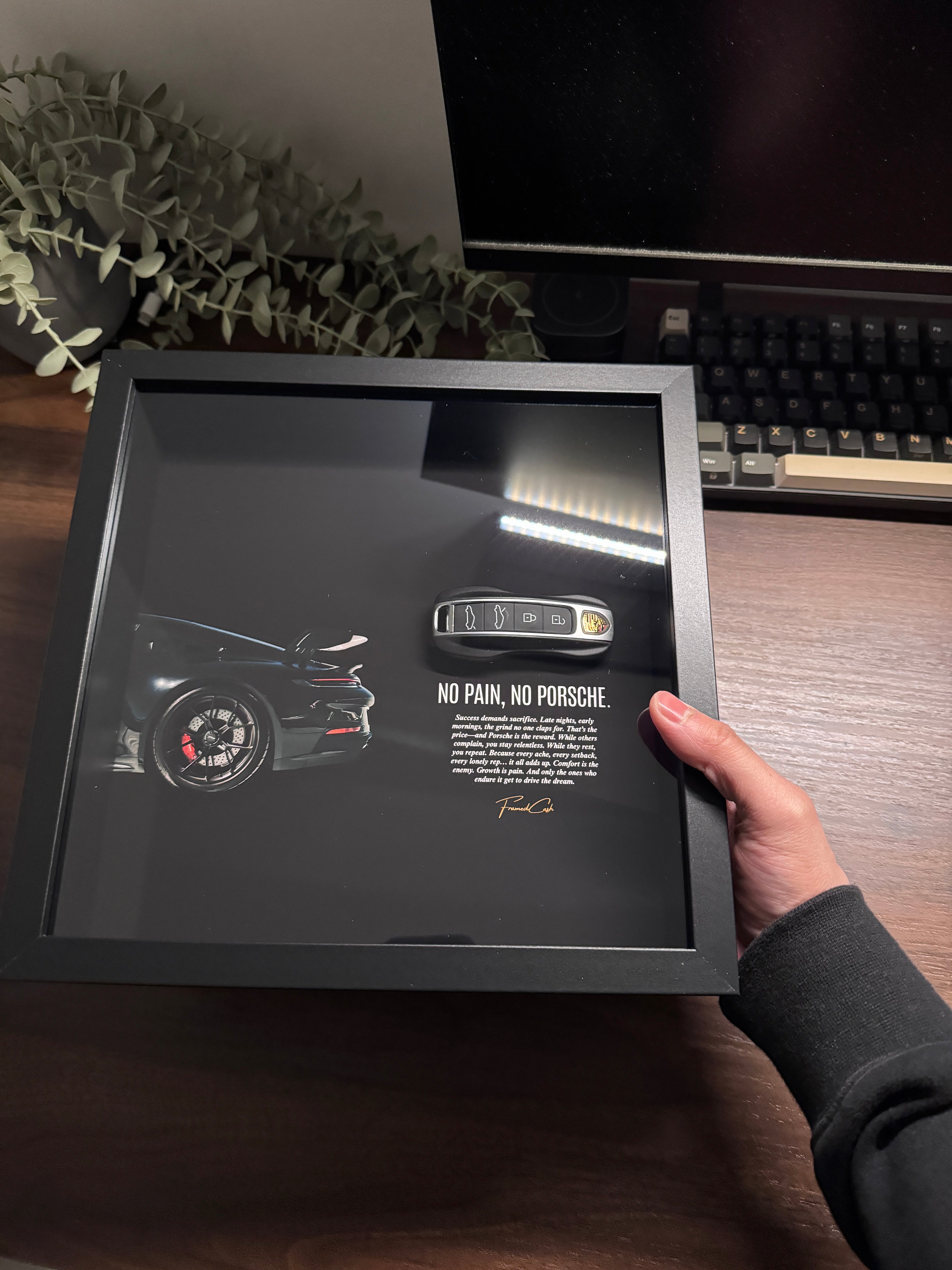 No Pain, No Porsche - Luxury Porsche Key Frame