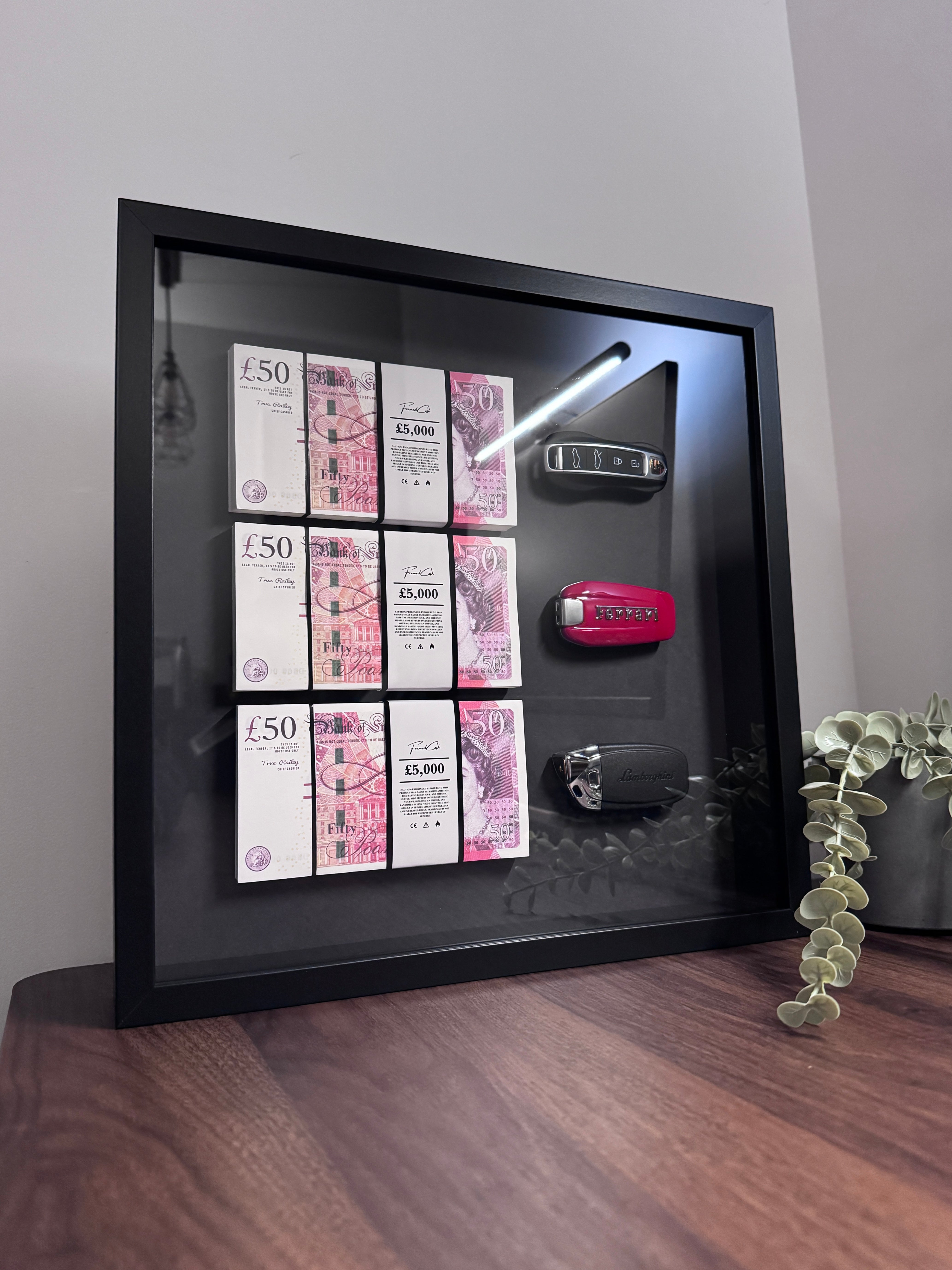 The Wealth Display – GBP & Supercar Keys – FramedCash