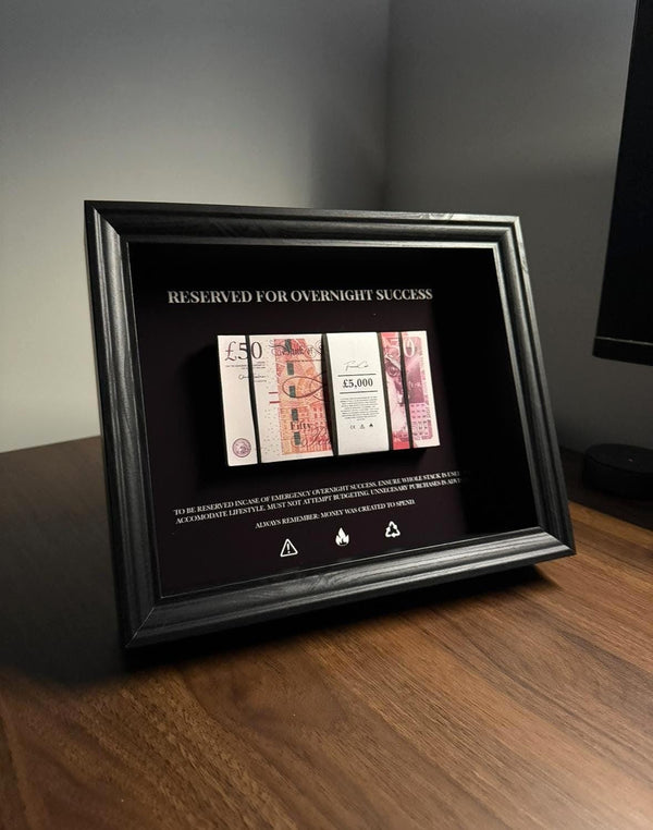 Reserved for Overnight Success 5K GBP Stack Frame by FramedCash | Luxury Money Wall Art Decór | 25x20cm