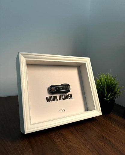 Porsche Key Frame – WORK HARDER (White)