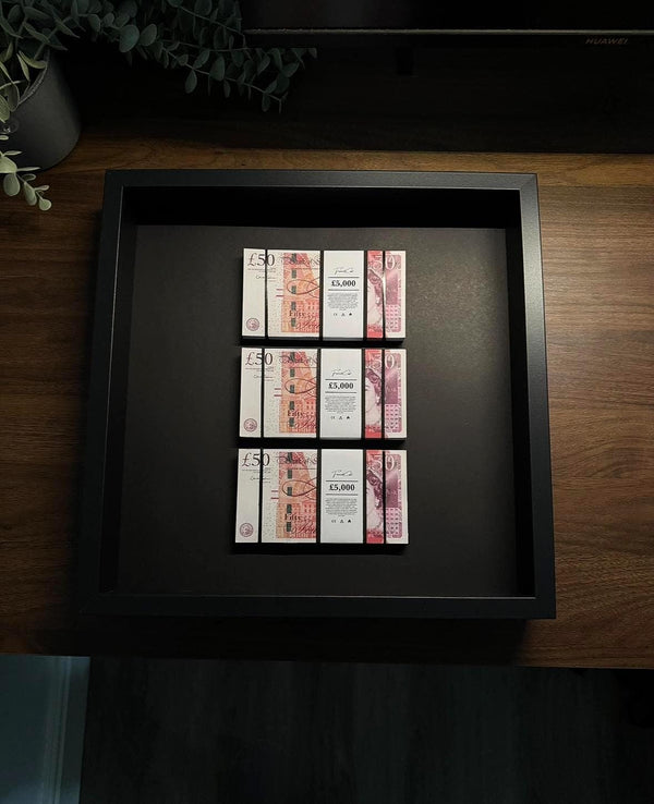 Triple Pound Stack Frame by FramedCash | 35x35cm Luxury Wall Art | British Money Aesthetic