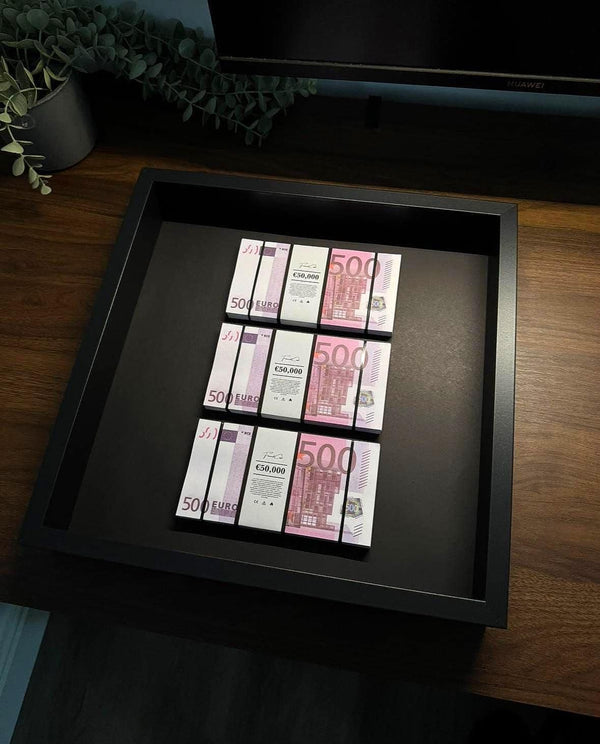 Euro Cash Stack Frame by FramedCash | Euro Motivation Wall Art | 35x35cm