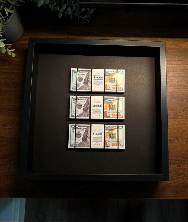 Triple Dollar Stack Frame by FramedCash | 35x35cm Luxury Money Wall Art | Statement Décor