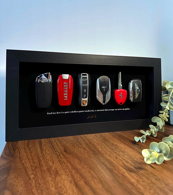 Luxury Supercar Keys Frame By FramedCash | The Billionaire’s Row | Ferrari Lamborghini Bentley | Wall Decor Gift for Men | LIMITED | 35x15cm