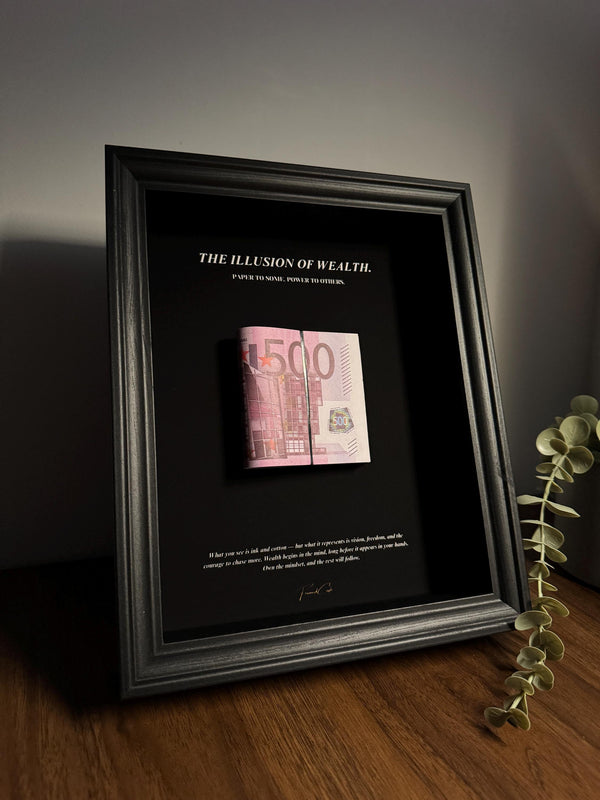 The Illusion of Wealth Frame by FramedCash | 25x20cm EURO Stack Frame | Luxury Money Wall Art Frame