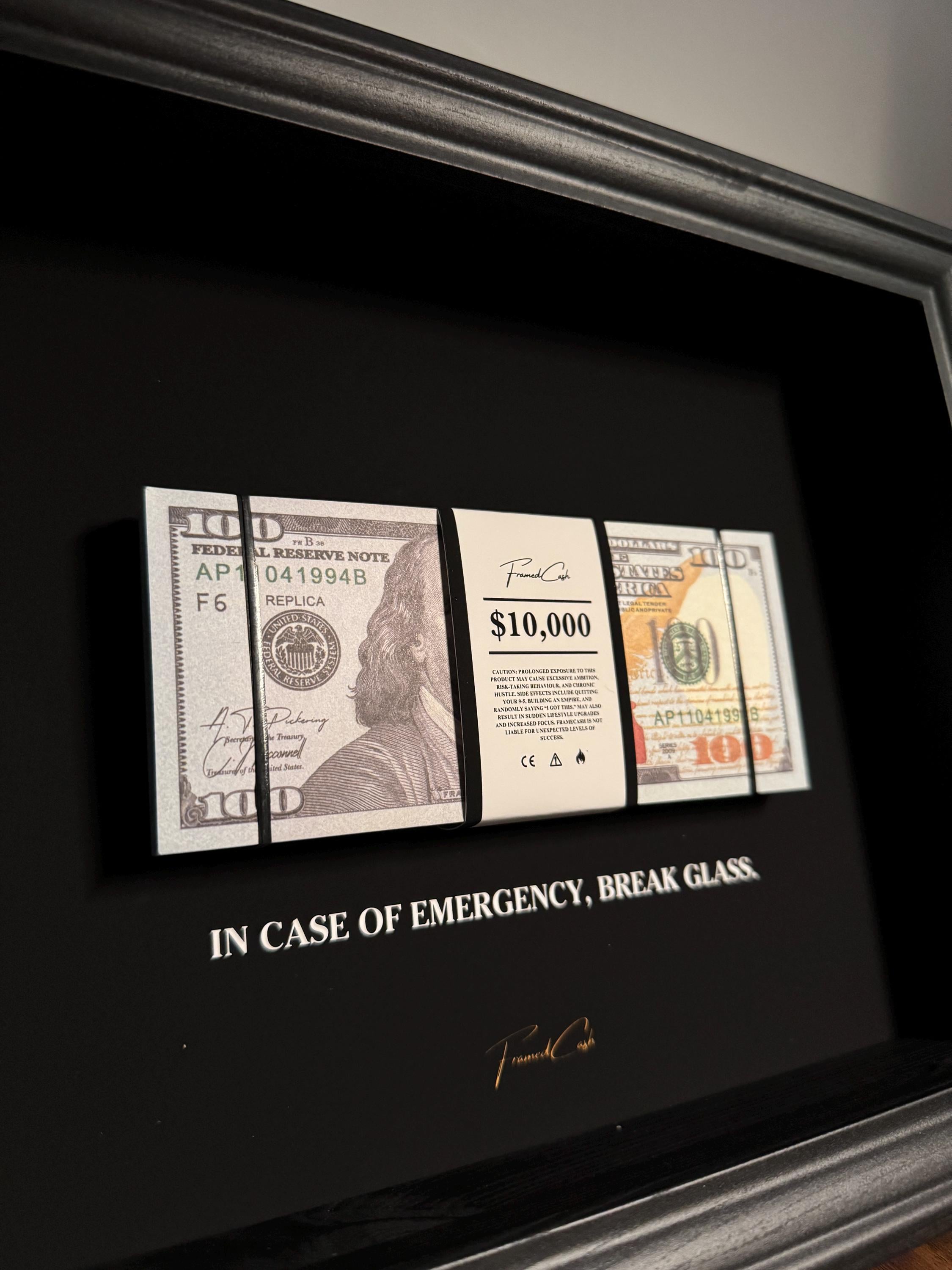 In Case of Emergency Frame - USD Edition | Luxury Money Wall Art