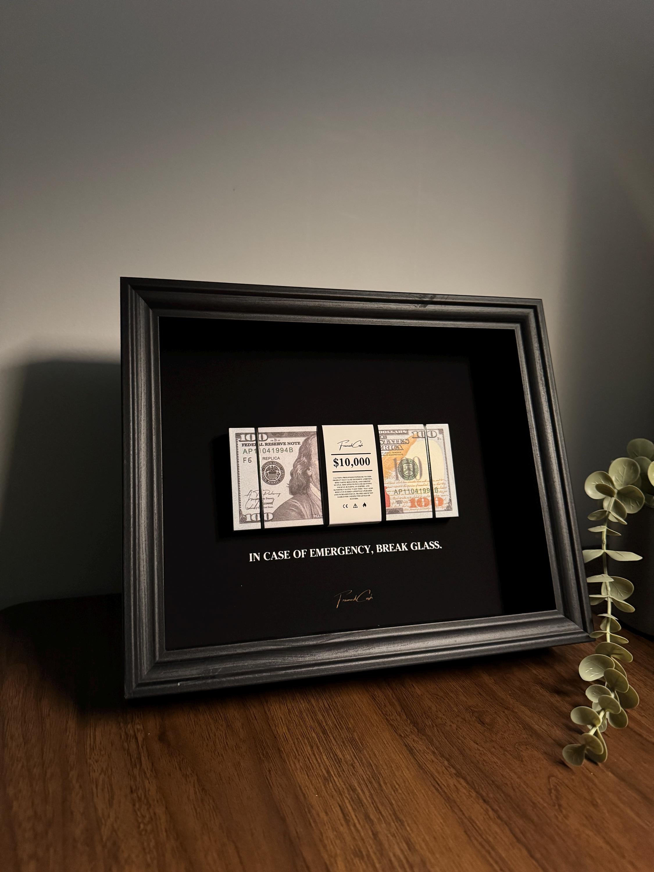 In Case of Emergency Frame - USD Edition | Luxury Money Wall Art
