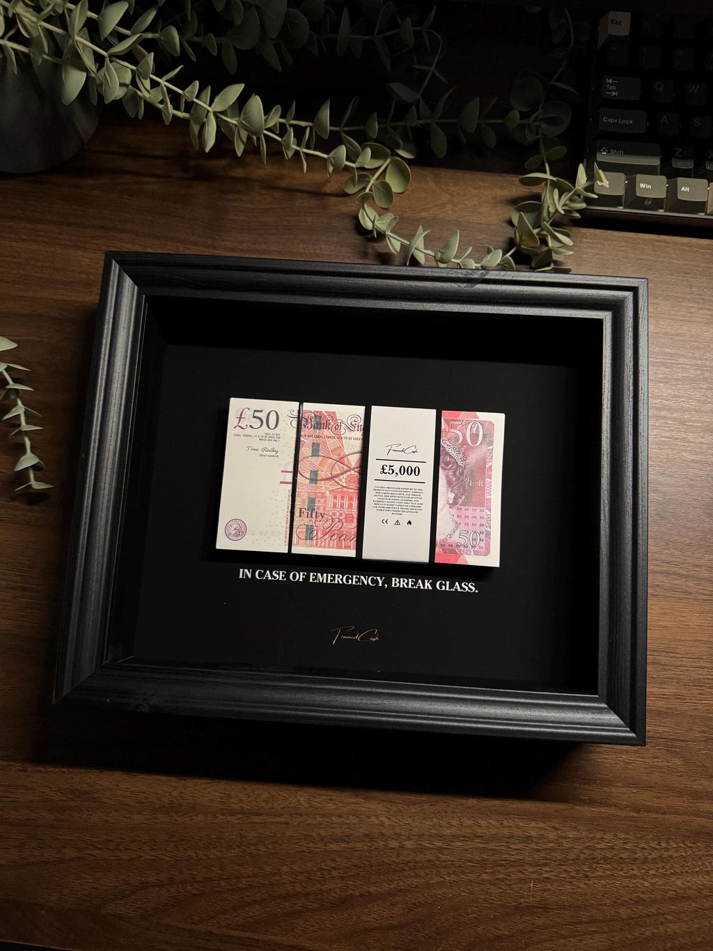 In Case of Emergency Frame - GBP Edition | Luxury Money Wall Art