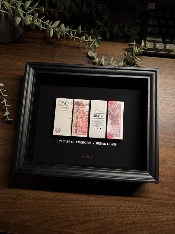 In Case of Emergency Pound Cash Frame by FramedCash | 25x20cm Luxury Money Wall Art