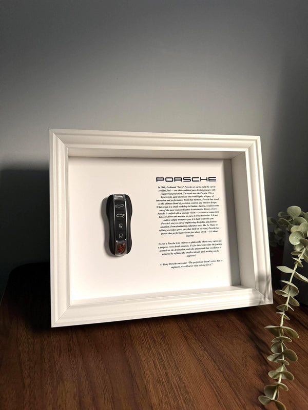 The History Of Porsche Frame by FramedCash | Luxury Porsche key frame 25x20cm