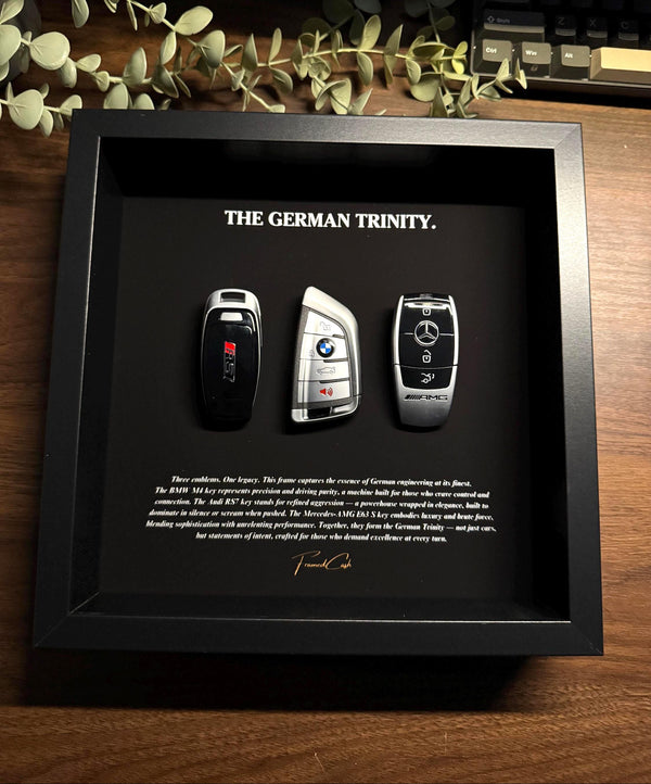 The German Trinity Keys Frame by FramedCash | BMW, Audi & Mercedes Keys Display | Luxury Wall Frame Display