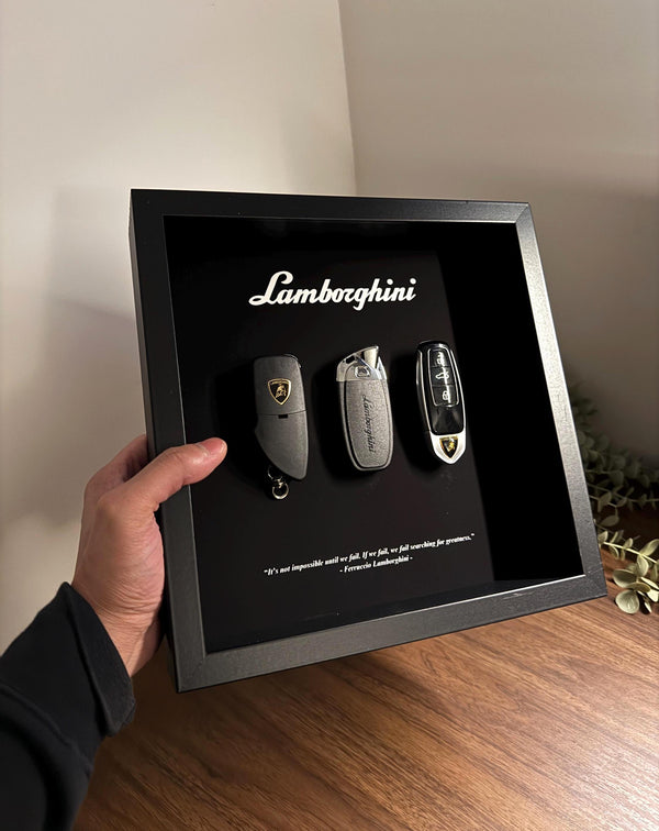 Lamborghini Keys Frame by FramedCash | Limited Edition Lamborghini Legacy Wall Frame | 25x25cm Motivational Decor for Car Lovers