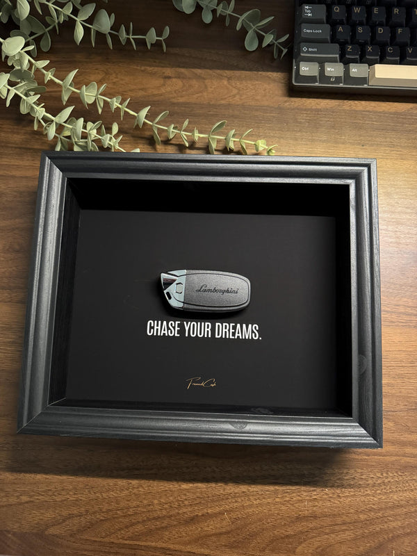 Lamborghini Key Frame – Chase Your Dreams by FramedCash | 25x20cm Motivational Wall Frame Décor