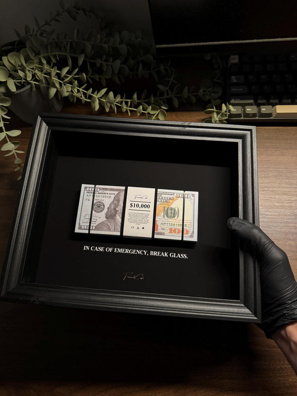 In Case of Emergency Dollar Cash Frame by FramedCash | 25x20cm Luxury Money Wall Art