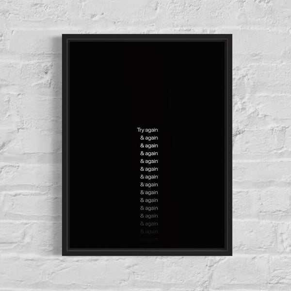 Motivational Poster Frame "Try Again & Again." – 42x30cm (A3 Size) | FramedCash