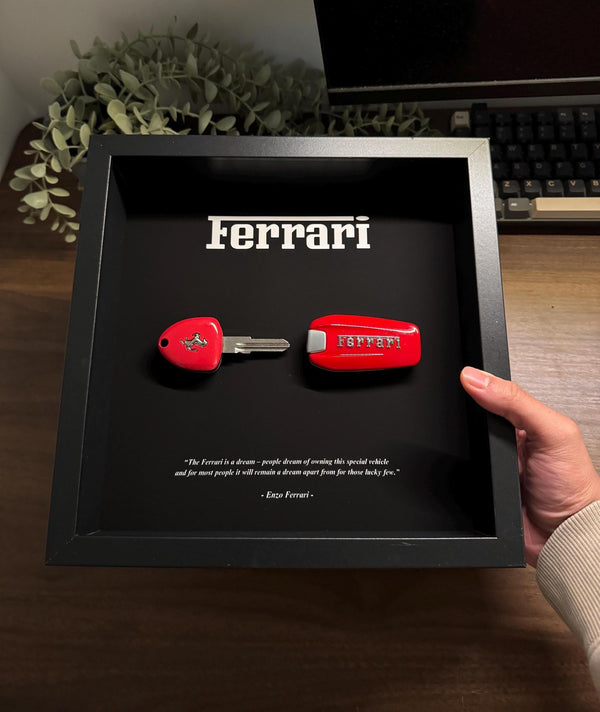 The Ferrari keys Legacy Frame by FramedCash | Limited Edition Ferrari lovers Frame 25x25cm