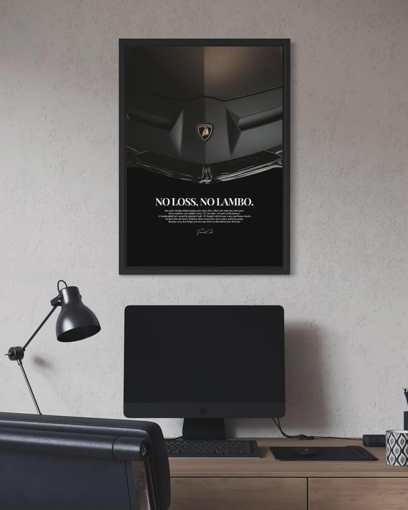 No Loss, No Lambo. - Motivational Poster Frame (A3)