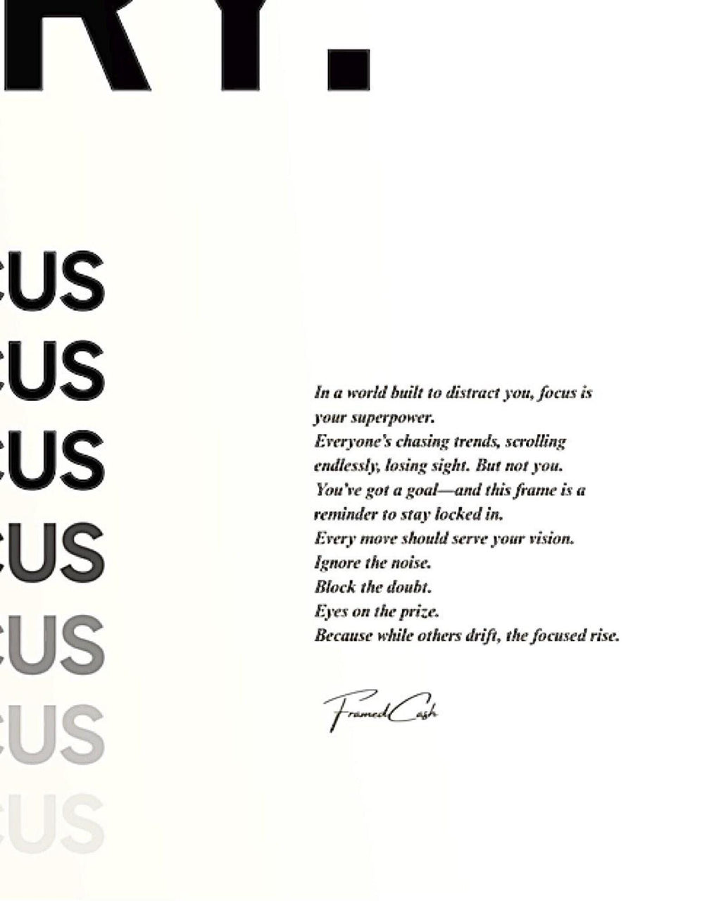 Just Fu*king Try. Focus. - Motivational Poster Frame (A3)