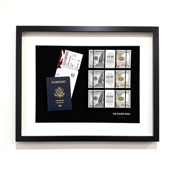 The Escape Plan Frame, by FramedCash | Luxury Money Wall Art For Home and Office Decoration | 40x50cm