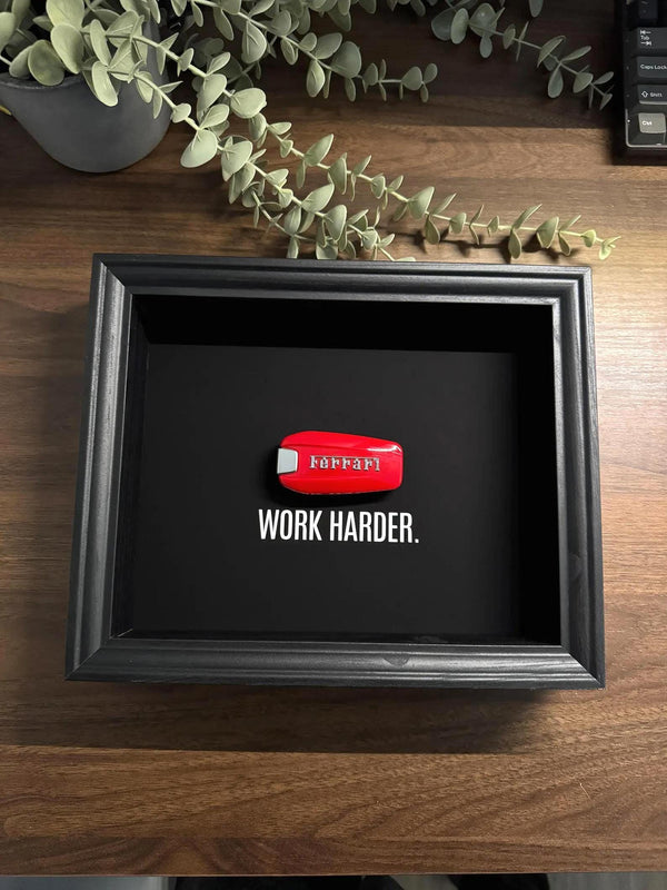 Ferrari Key Framed – WORK HARDER | Motivational Wall Art by FramedCash