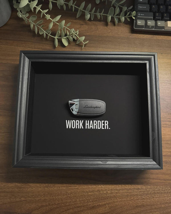 Lamborghini Key Framed – WORK HARDER | Motivational Wall Art by FramedCash
