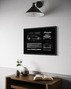 Lamborghini Huracán Blueprint – Wall Art Poster Frame (A3)