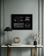 Lamborghini Huracán Blueprint – Wall Art Poster Frame (A3)