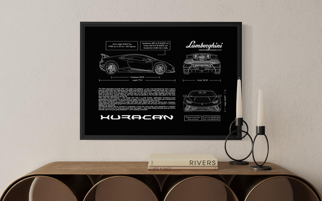 Lamborghini Huracán Blueprint – Wall Art Poster Frame (A3)