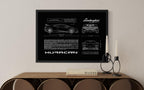 Lamborghini Huracán Blueprint – Wall Art Poster Frame (A3)